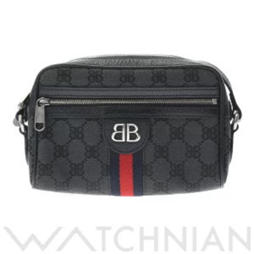 Balenciaga Gucci Shoulder Bag The Hacker Project Black Canvas Leather